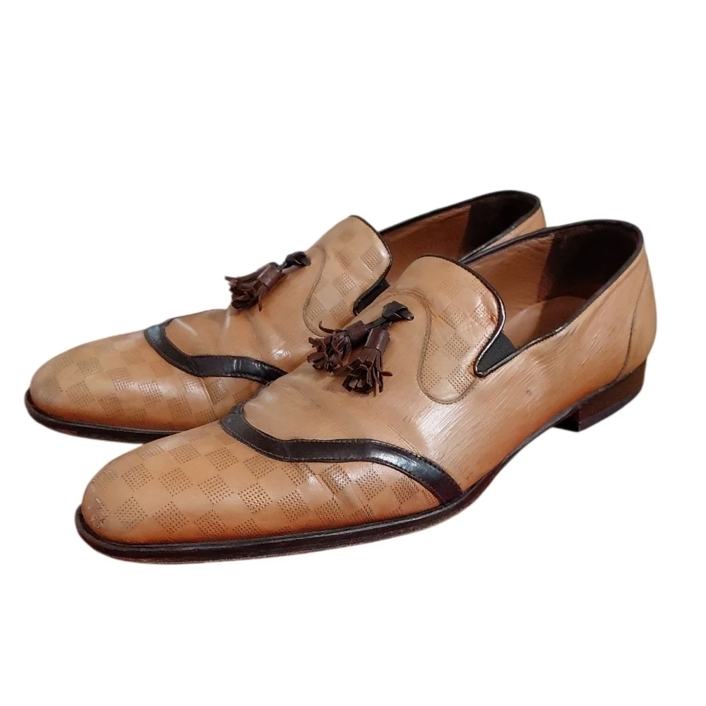 Mezlan Leather Tassled Loafer Men's Luxury Brown Slip On Loafer 9 M